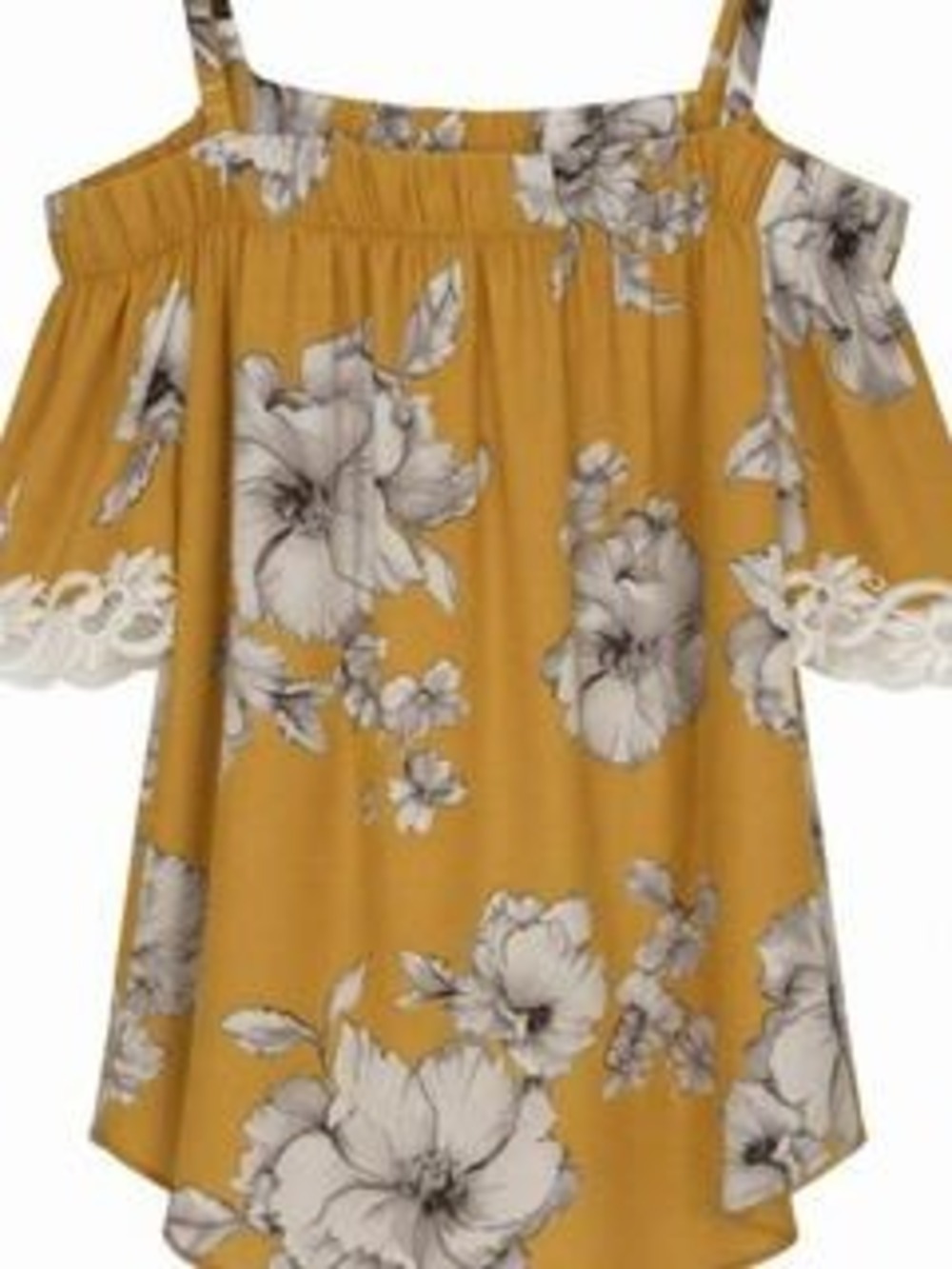BCX Yellow Floral Off-Shoulder Women's Top L